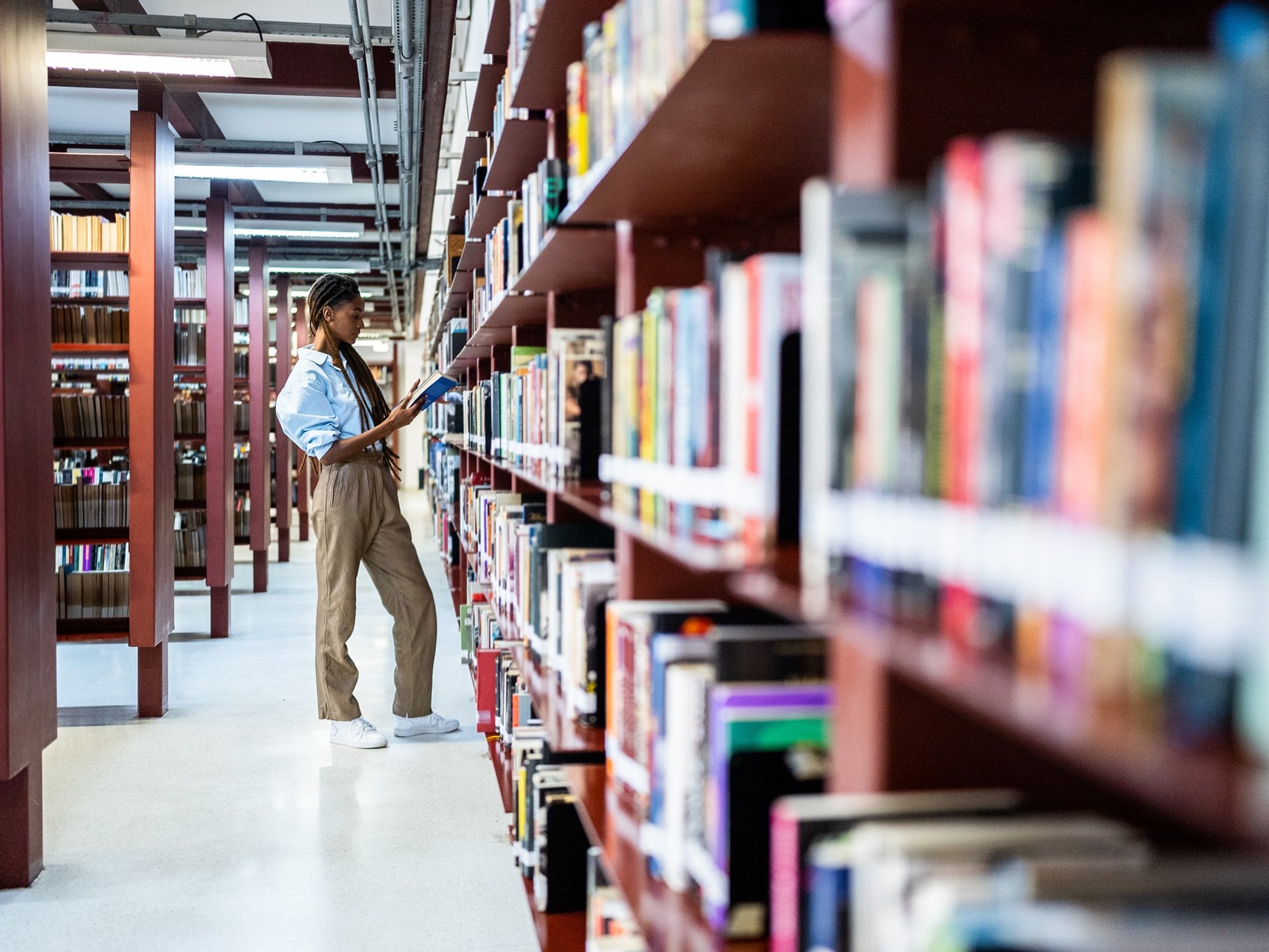 Girl in a library