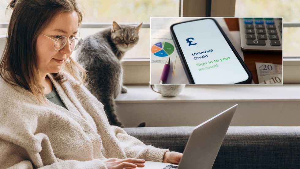 Girl on laptop and Universal Credit login