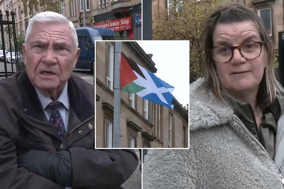 Glasgow residents, Palestine-Saltire flag