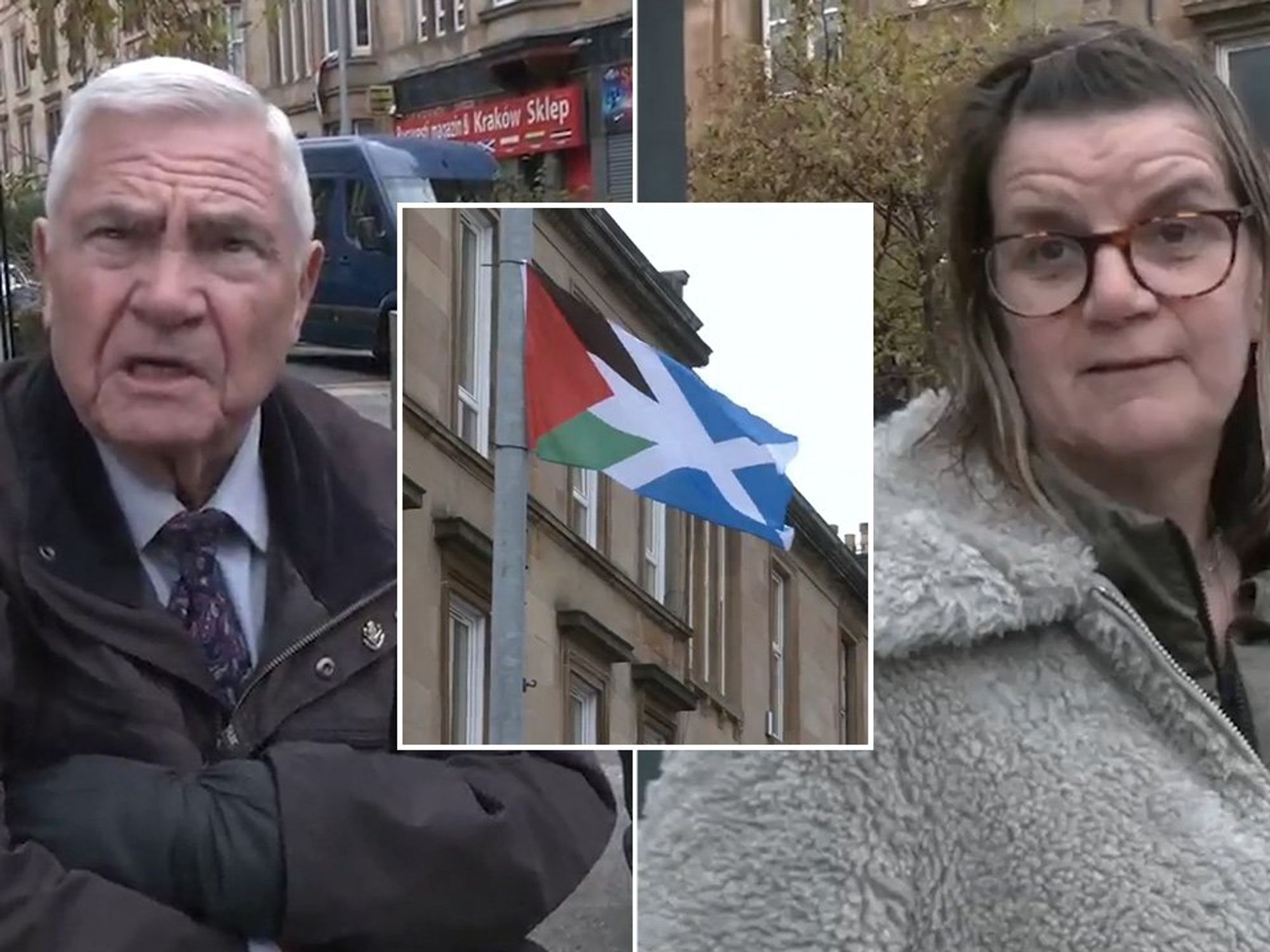 Glasgow residents, Palestine-Saltire flag