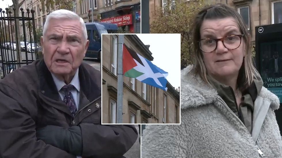 Glasgow residents, Palestine-Saltire flag
