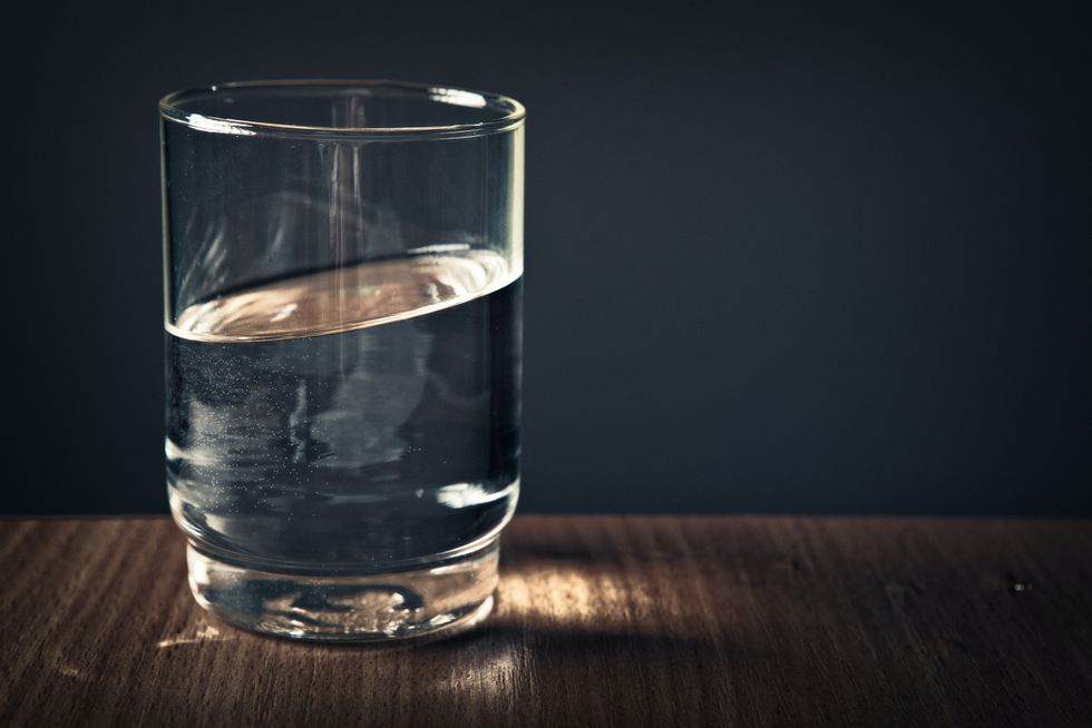 Glass of water on table