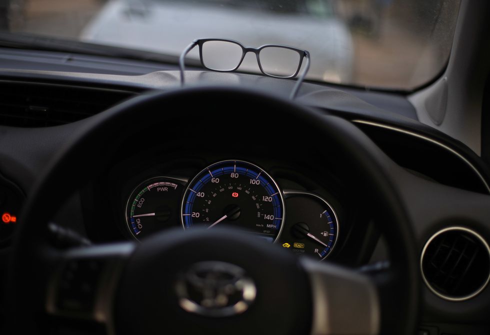 Glasses in a car