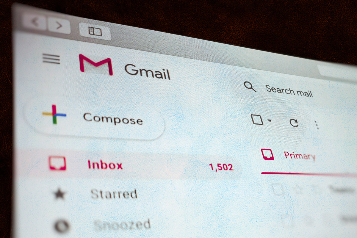 Gmail inbox shown from the side with a threatening red tinge