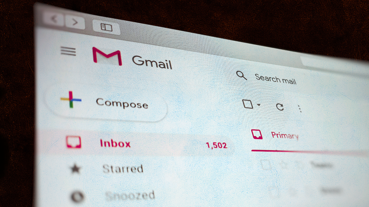 Gmail inbox shown from the side with a threatening red tinge