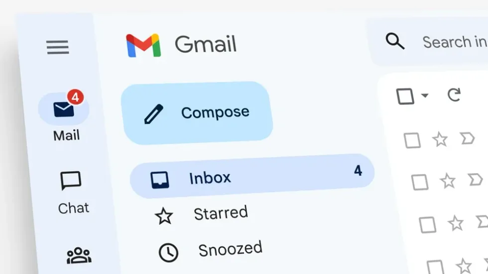 gmail logo pictured at the top of the inbox