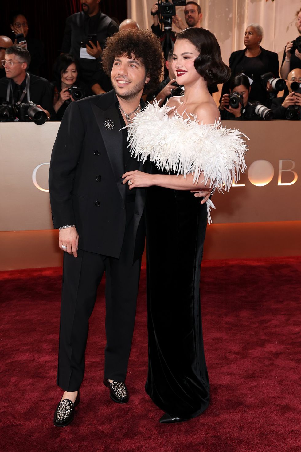 Golden Globes 2026 red carpet: Benny Blanco and Selena Gomez