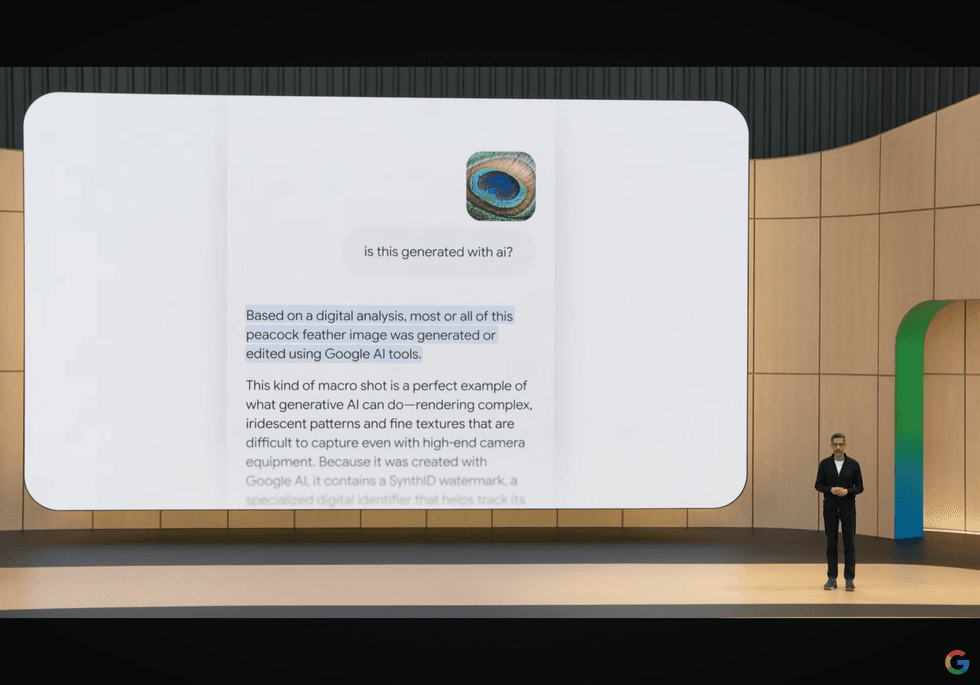 Google CEO, Sundar Pichai presenting at Google I/O