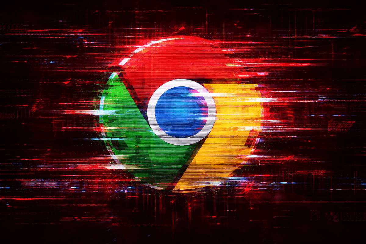 Google Chrome logo with glitch