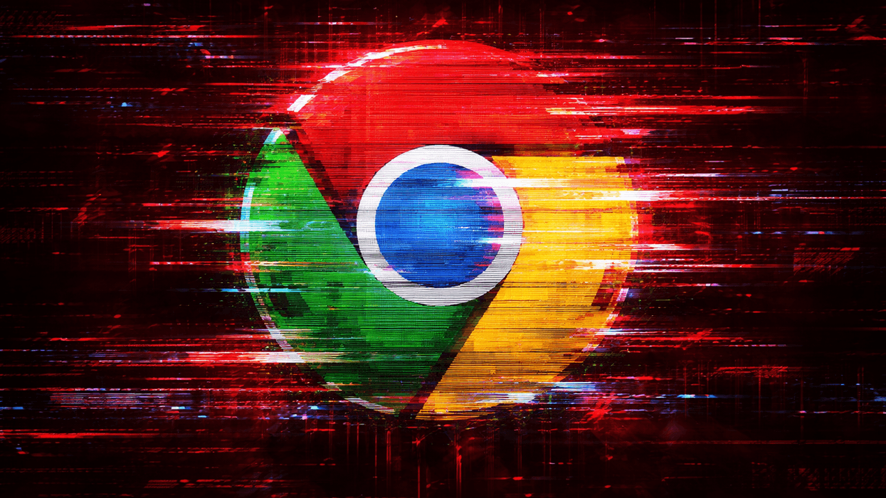 Google Chrome logo with glitch