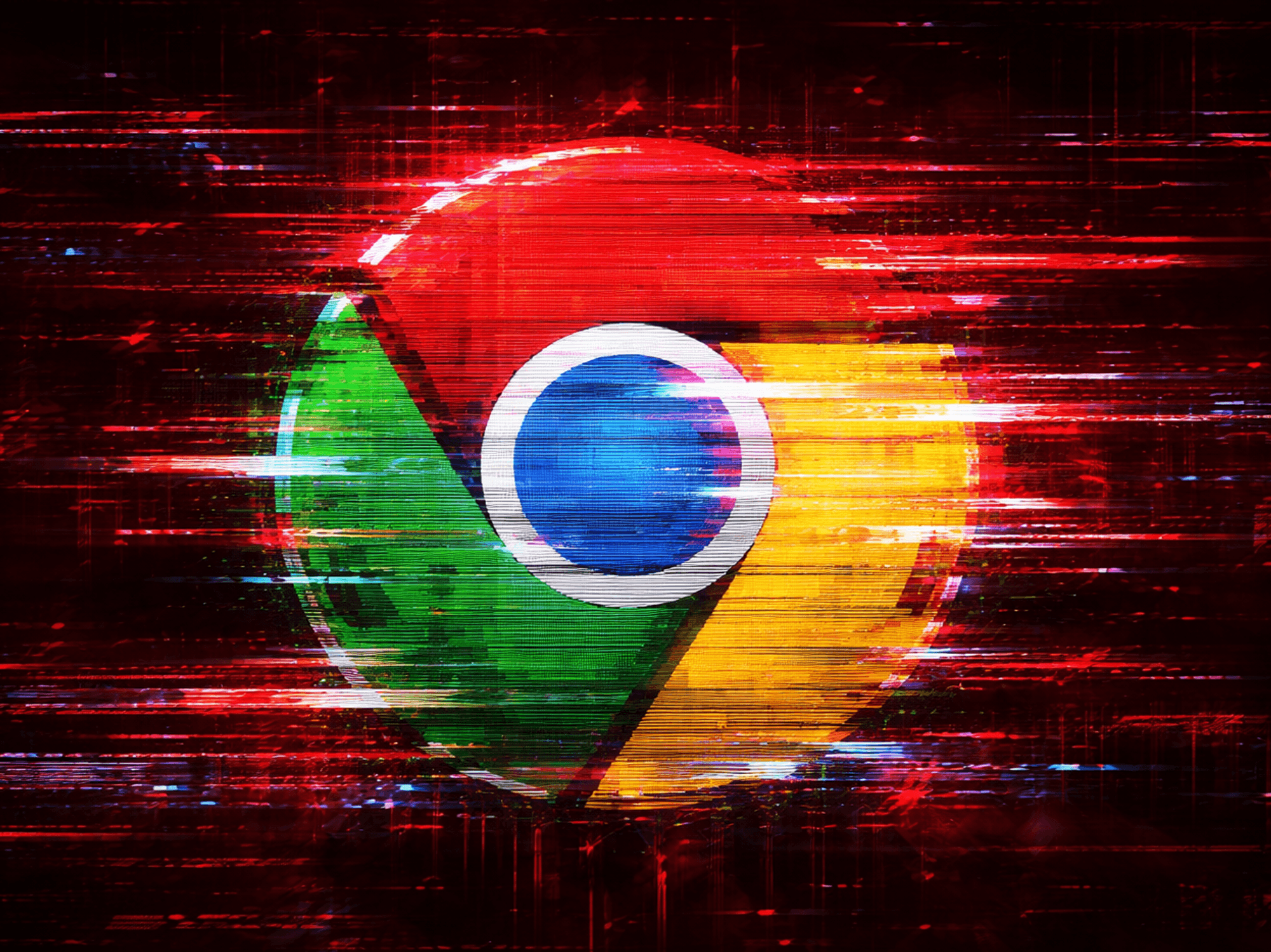 Google Chrome logo with glitch