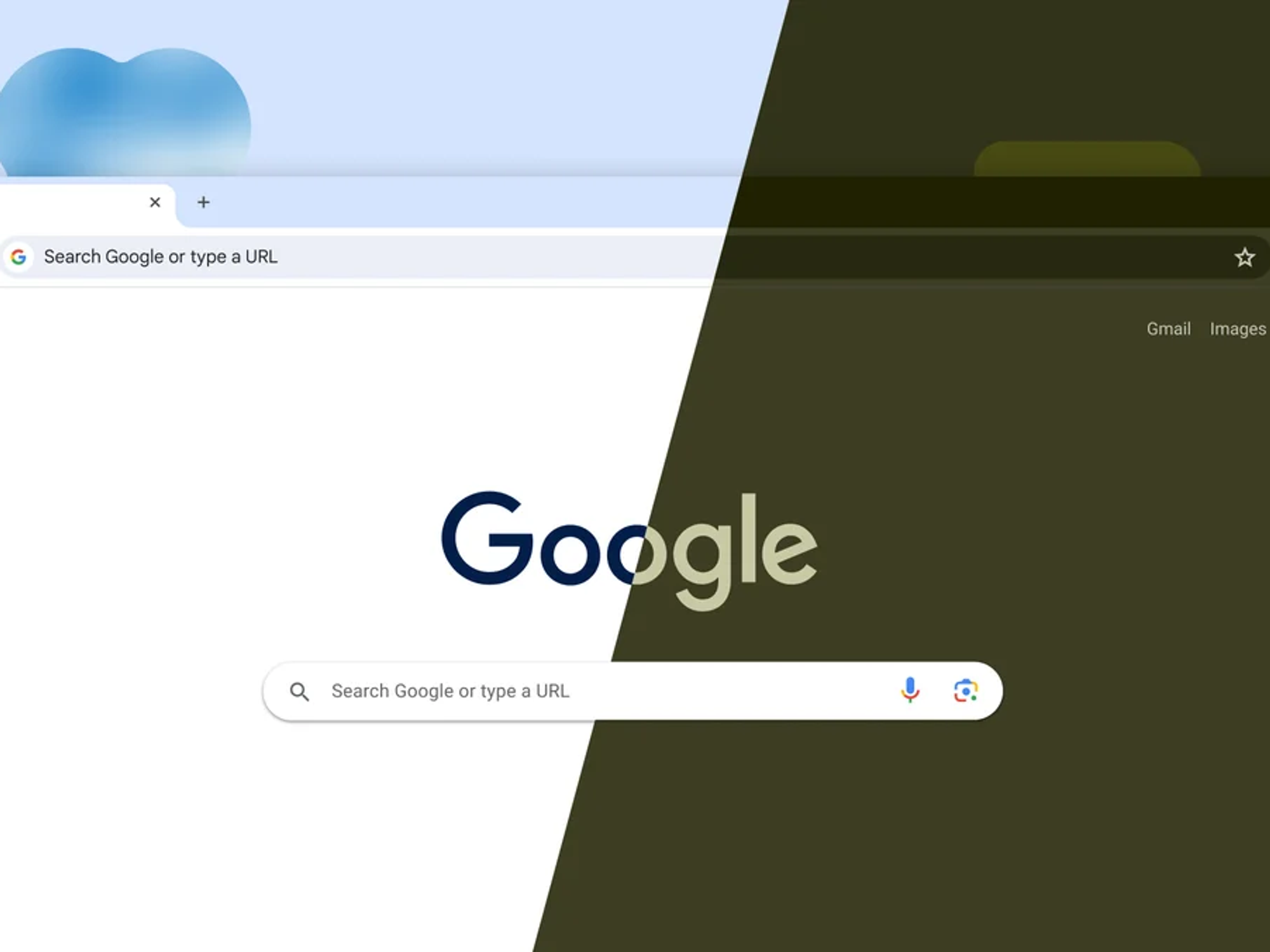 google chrome shown in light and dark modes