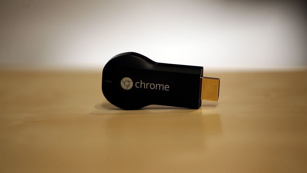 google chromecast pictured lying on its side