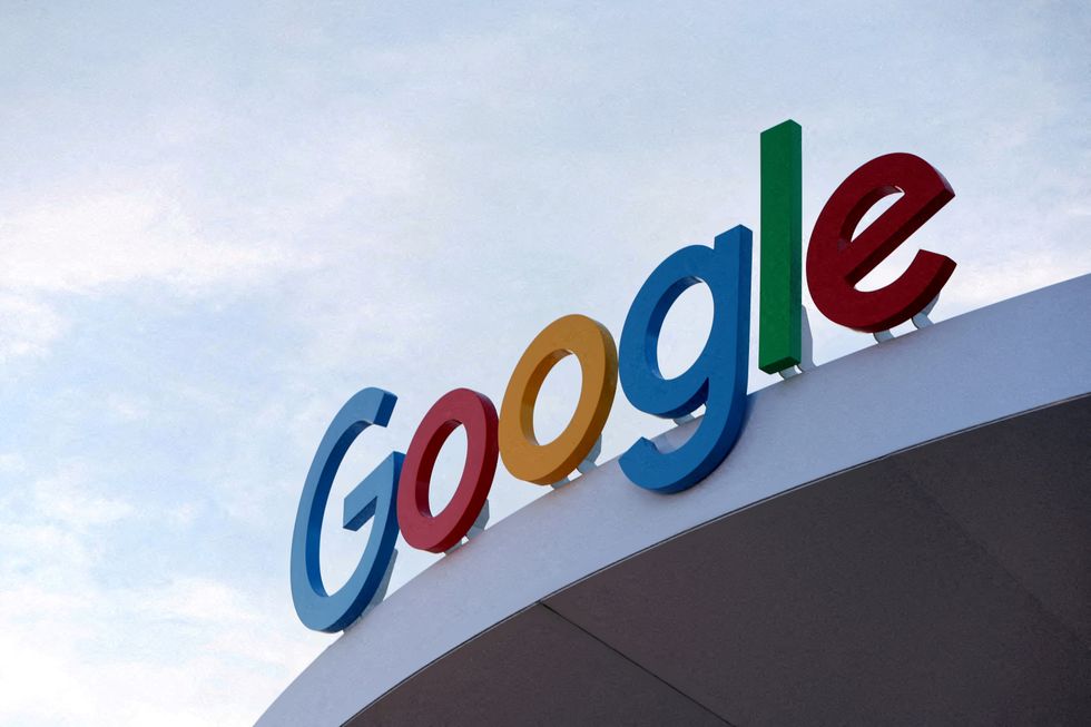google logo pictured over the entrance to its California campus