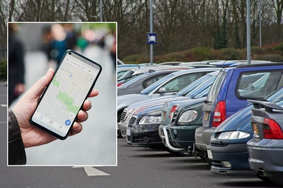Google Maps and cars parked