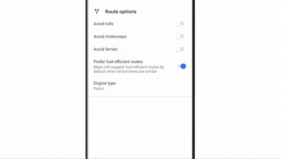 Google Maps users can still opt to travel via the fastest route, but will also be shown the fuel efficient route when entering their destination.