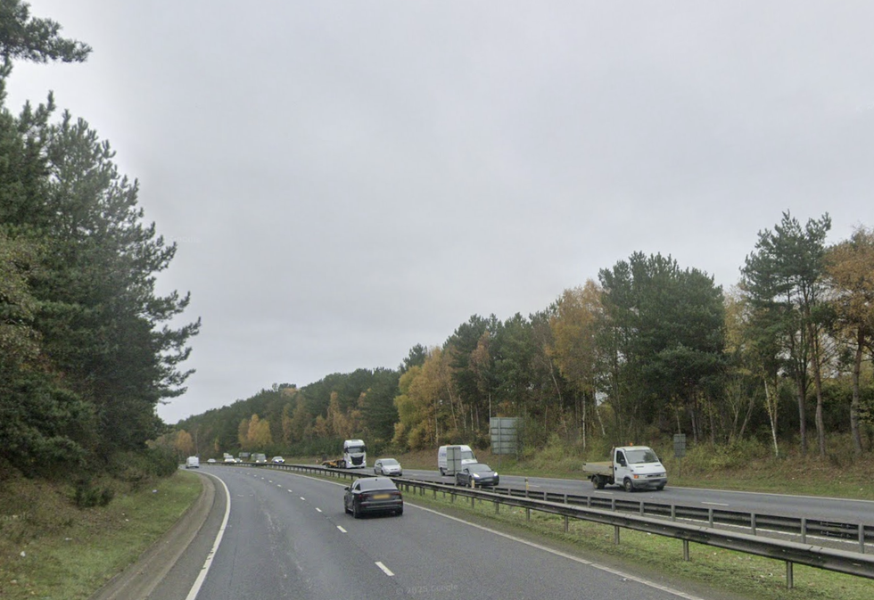 Google Street View image of the stretch of road which has been closed off following the crash and shooting