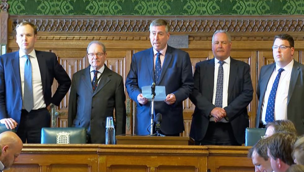 Graham Brady announcing the results of the fourth Tory leadership vote