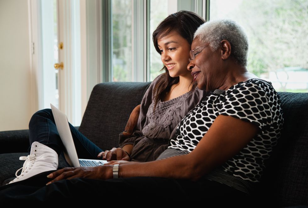 Grandparent and grandchild in pictures