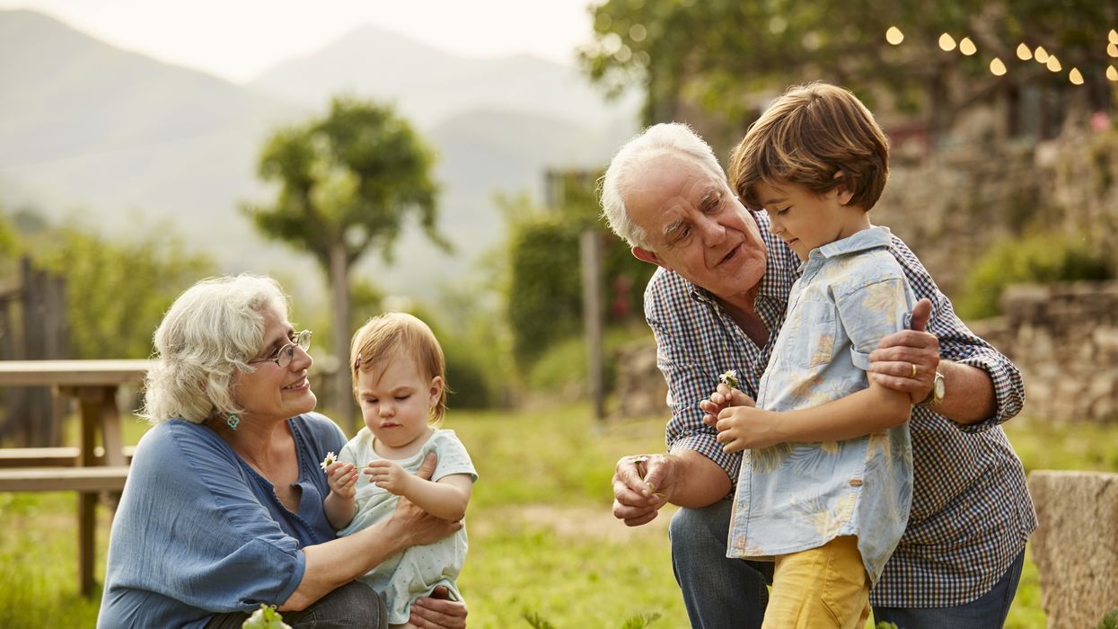Grandparents and children in pictures