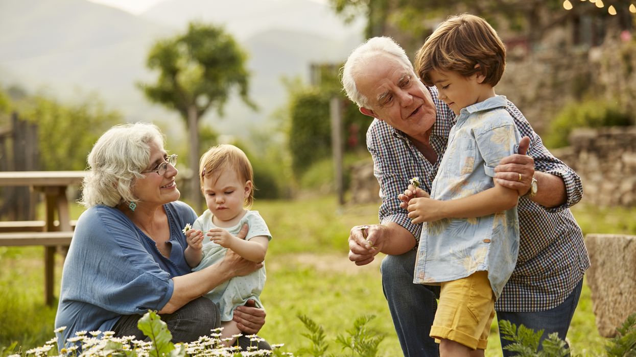 Grandparents and children in pictures