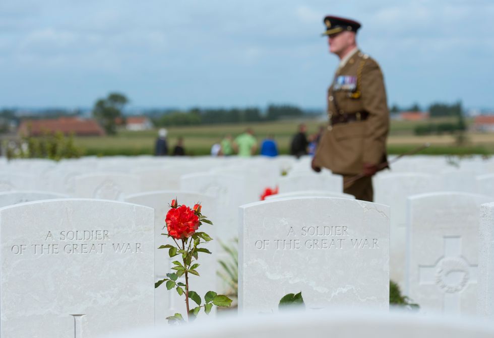 Graves at Tyne Cot Commonwealth War Graves Cemetery in Ypres, Belgium.