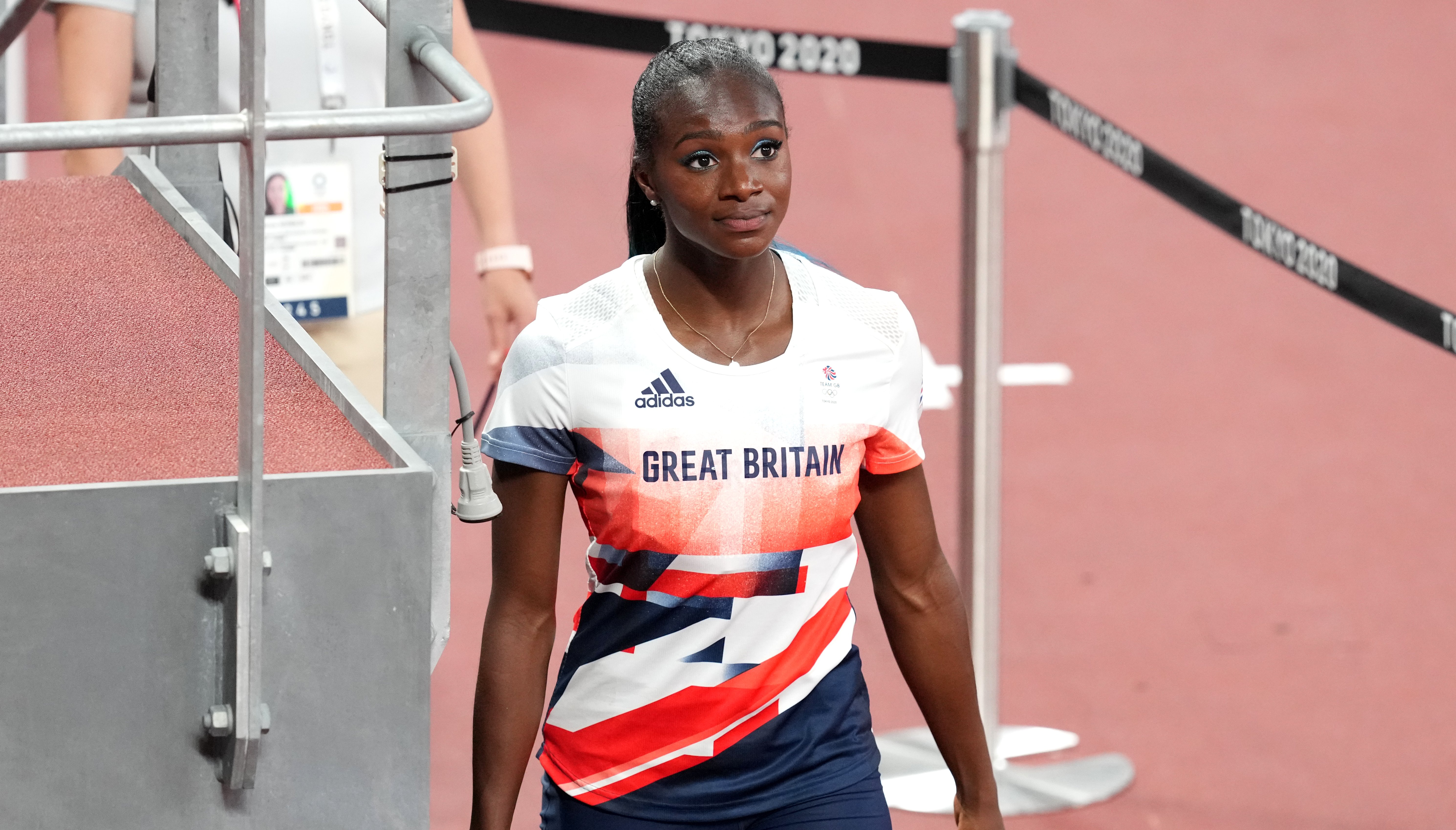 Great Britain's Dina Asher-Smith at Olympic Stadium on the eighth day of the Tokyo 2020 Olympic Games in Japan.
