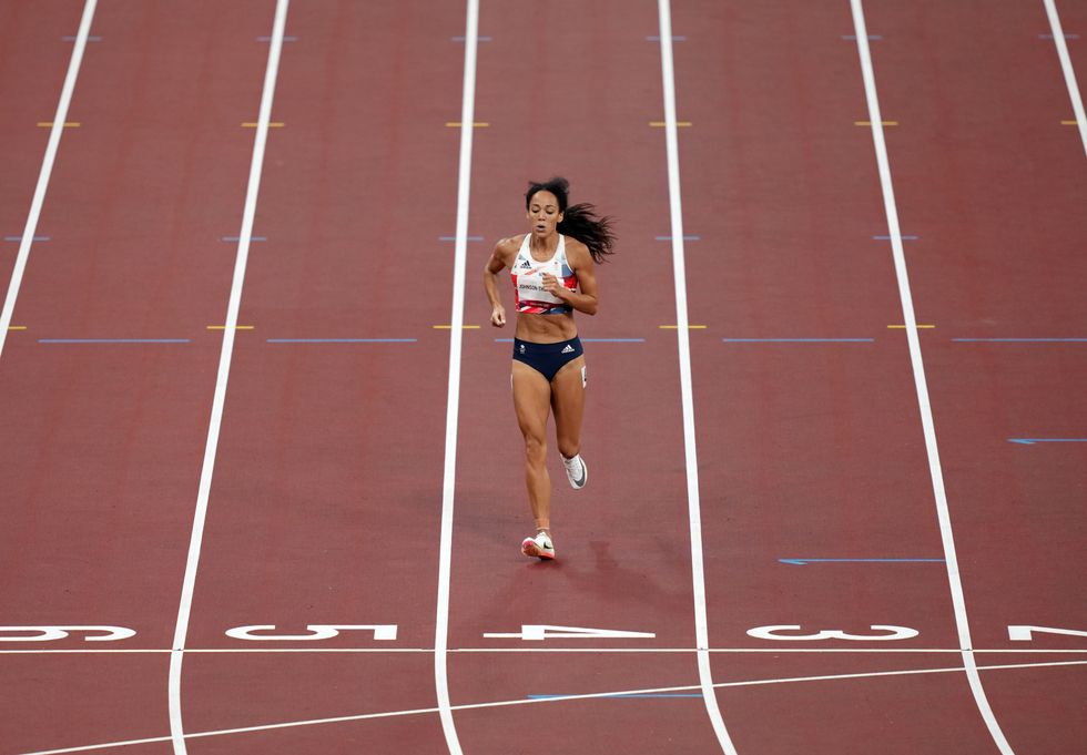 Great Britain's Katarina Johnson-Thompson picked up an injury in the 200m segment of the Women's Heptathlon at the Olympic Stadium.
