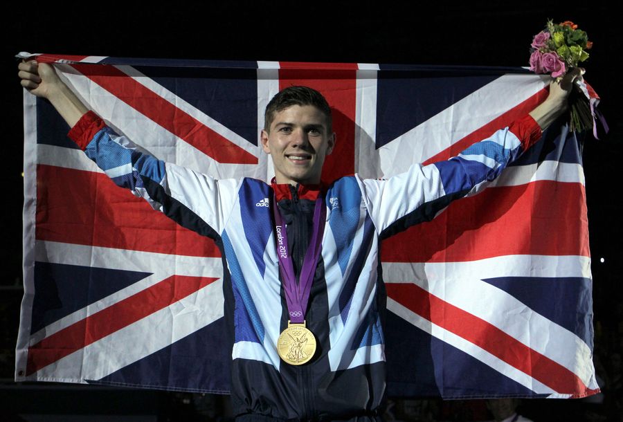 Great Britain's Luke Campbell with his Men's Boxing Bantam 56kg gold medal at the ExCeL Centre, London
