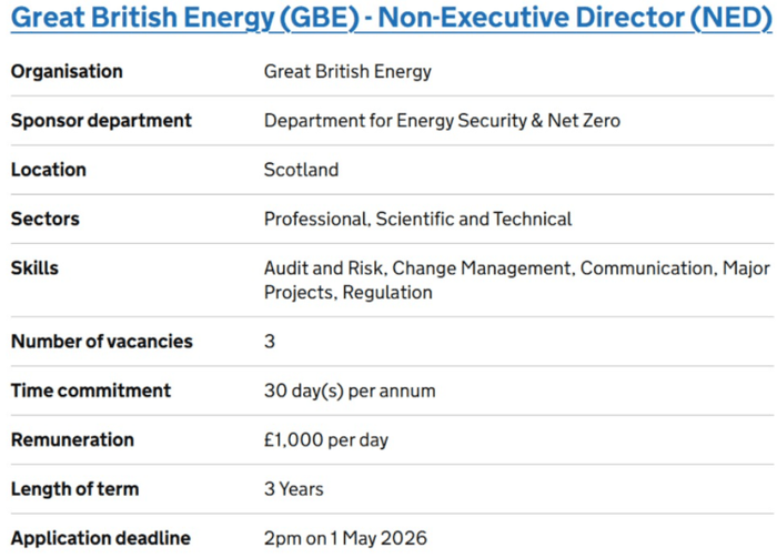 Great British Energy - Non-Executive Director