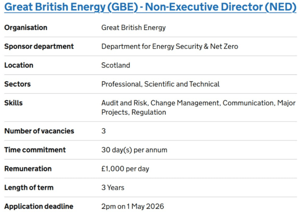 Great British Energy - Non-Executive Director