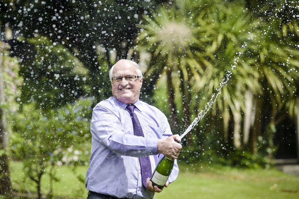 Great-grandfather Peter Congdon, 67, from Truro, celebrates\u200b