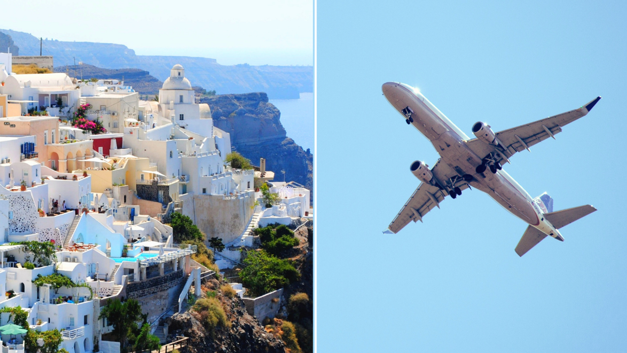 Greece and airplane in the sky