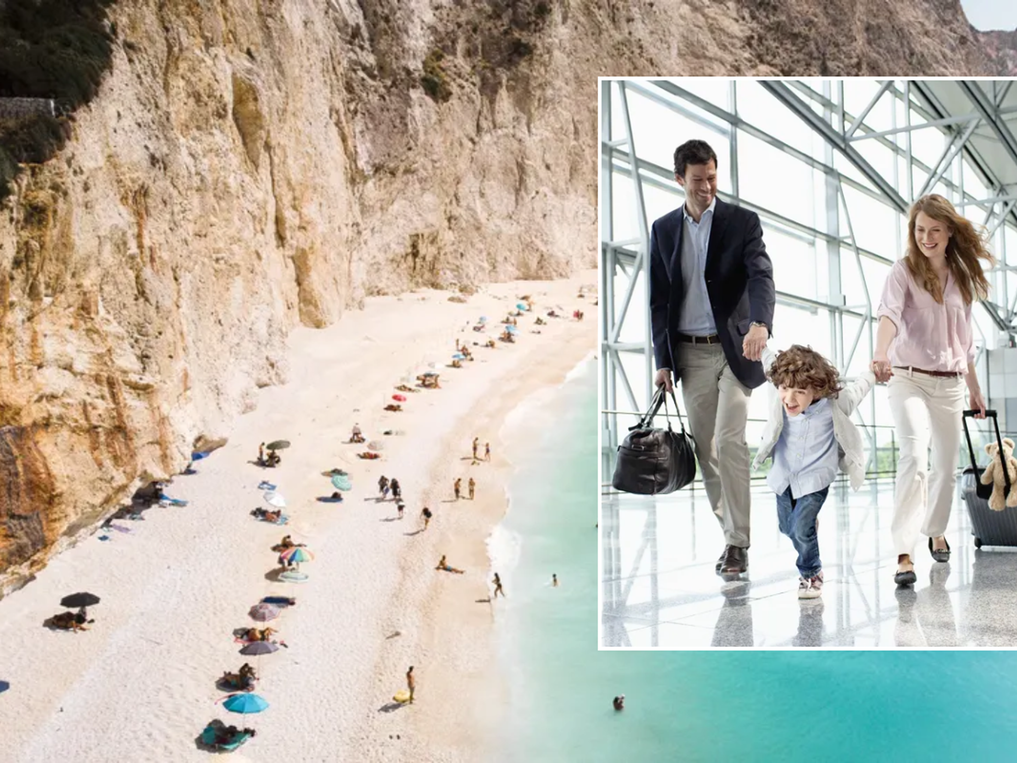 Greece beach / Family at airport