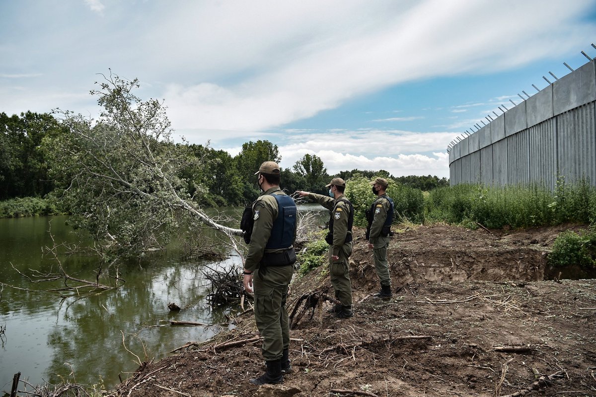Greek police along River Evros