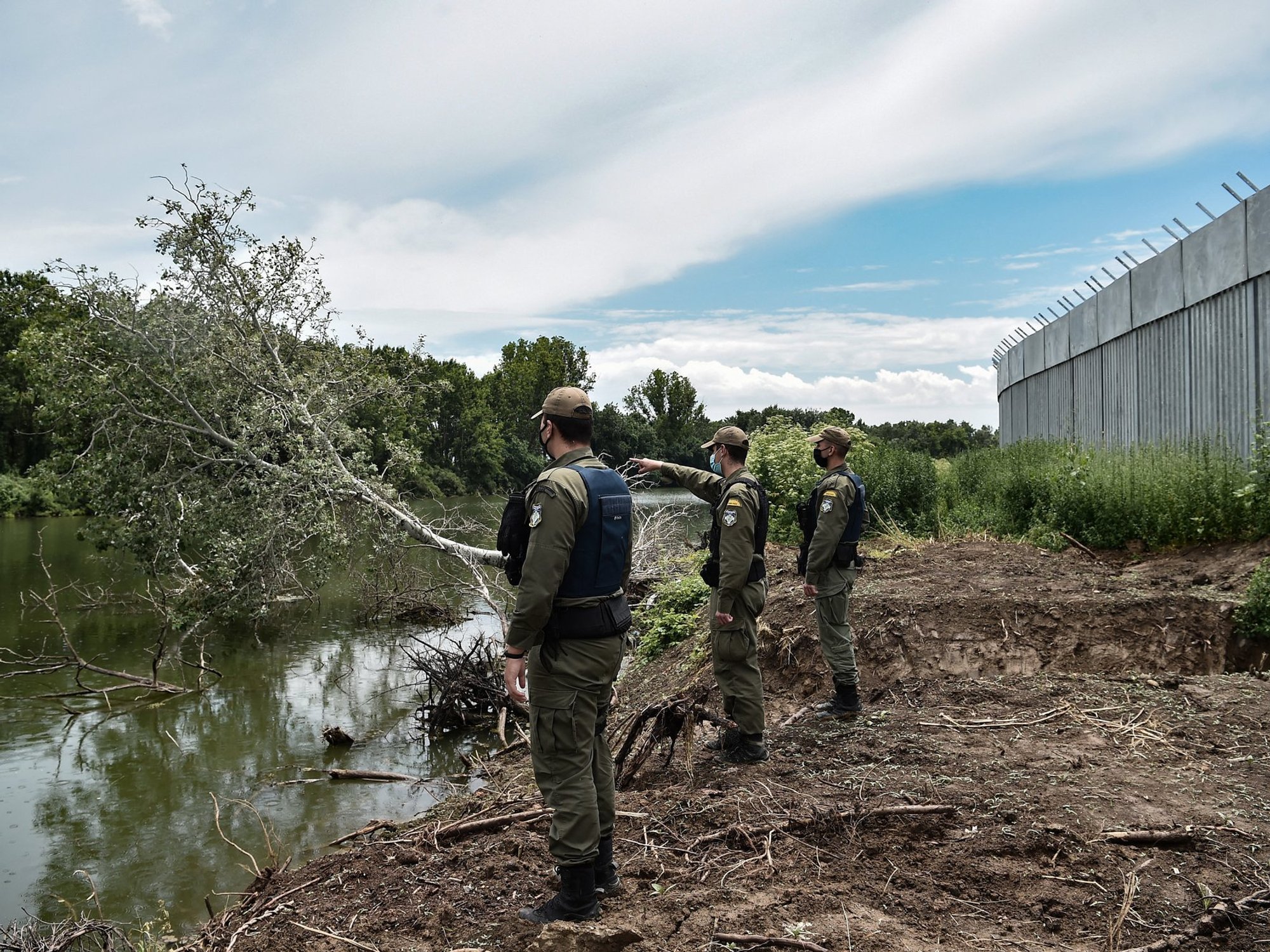 Greek police along River Evros