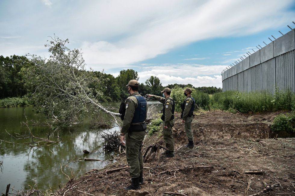 Greek police along River Evros