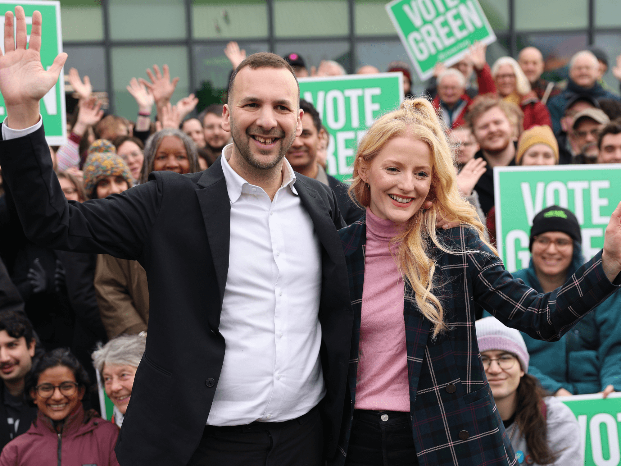 Green Party leader Zack Polanski and Hannah Spencer