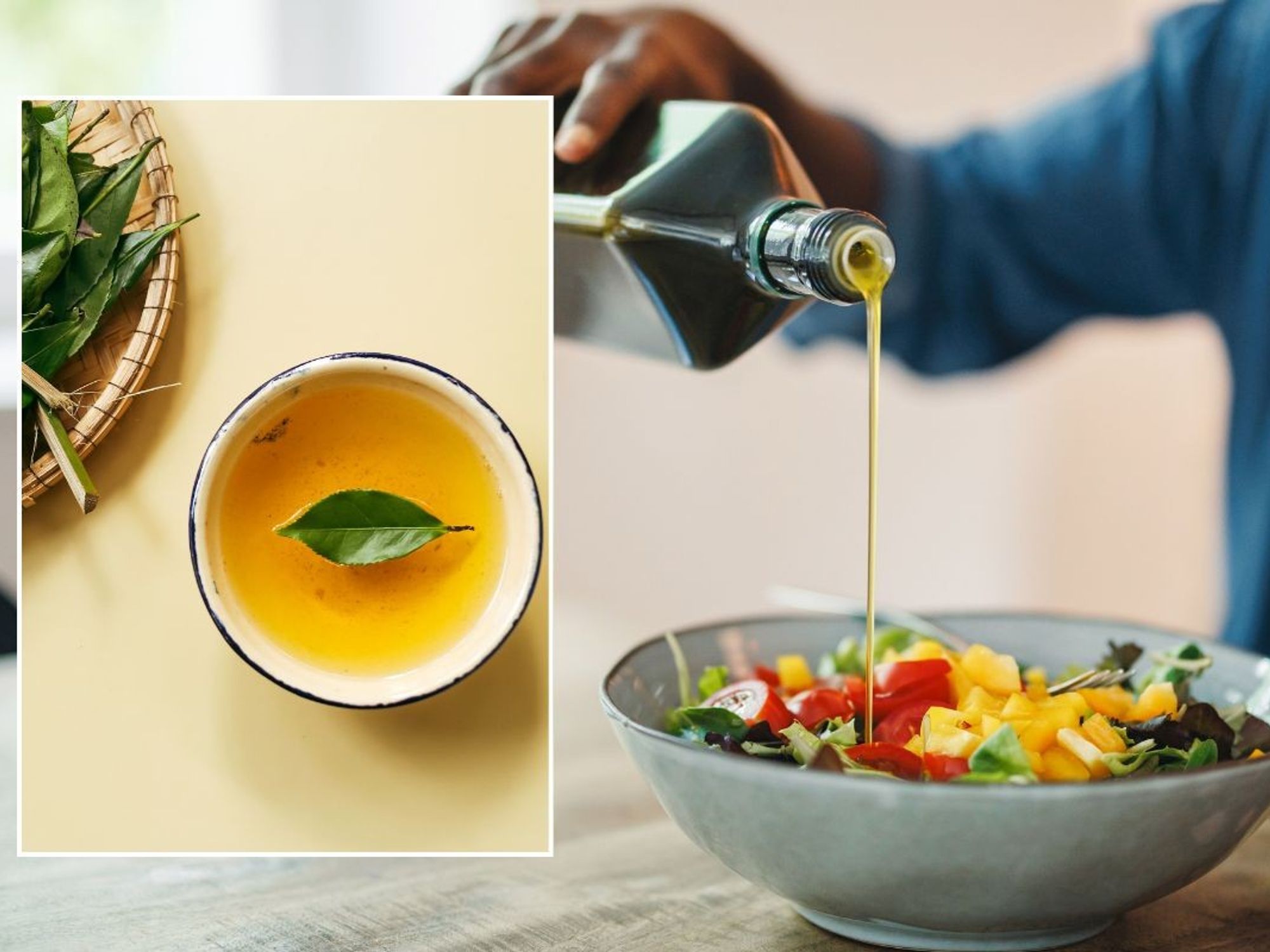 GREEN TEA AND MEDITERREANEAN SALAD