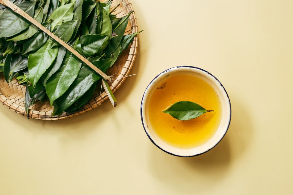 green tea leaves