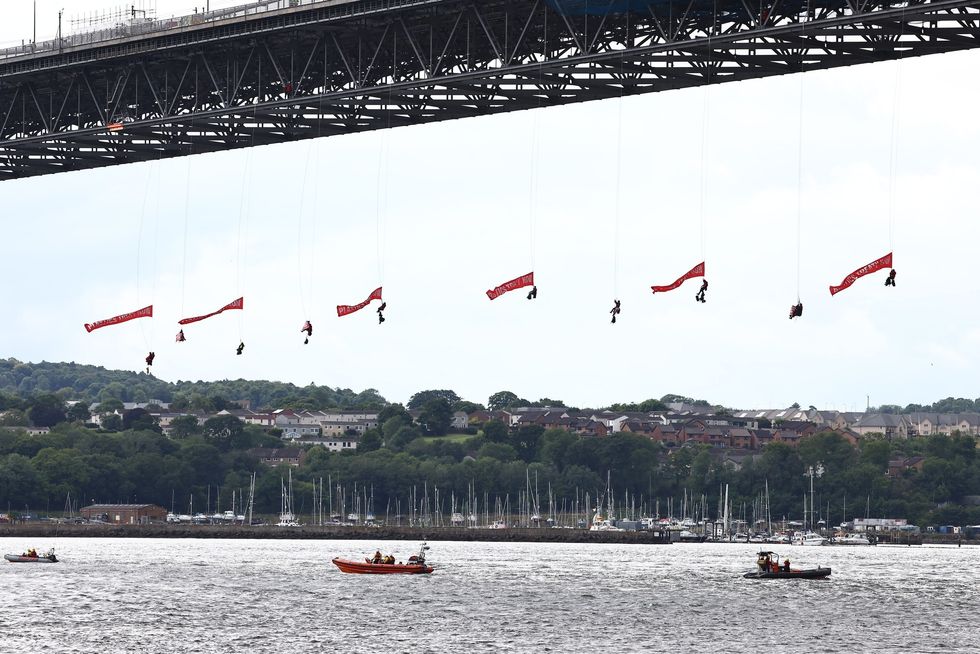 Greenpeace activists targeting Forth Road Bridge in South Queensferry