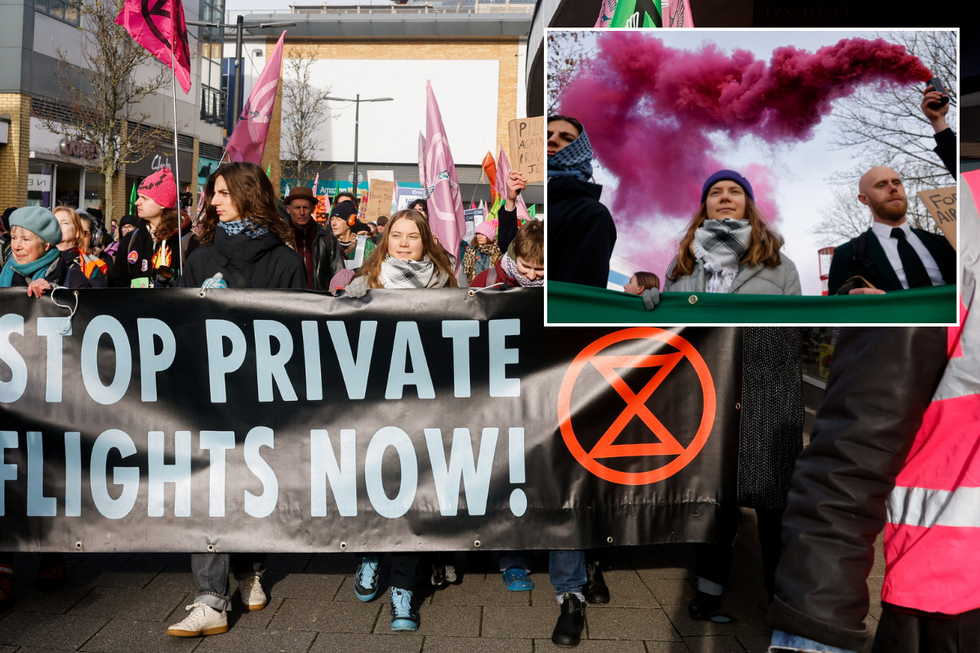 Greta Thunberg Farnborough Airport protest