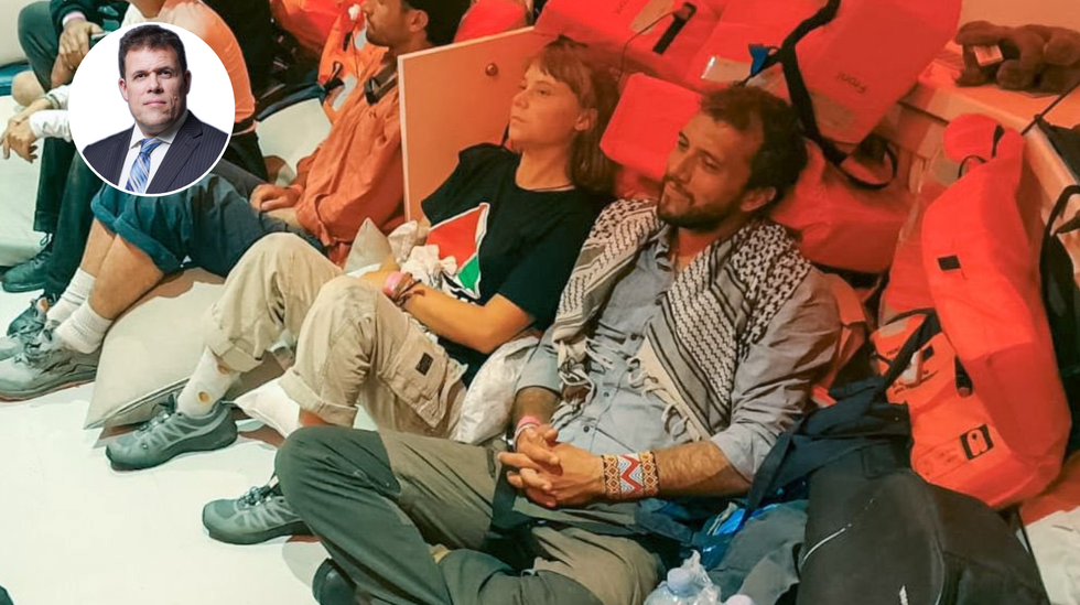 Greta Thunberg (middle) detained after Israel's interception last night