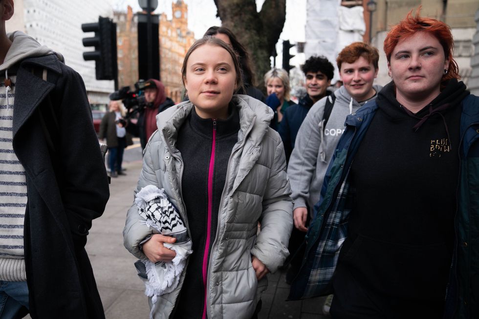 Greta Thunberg outside court