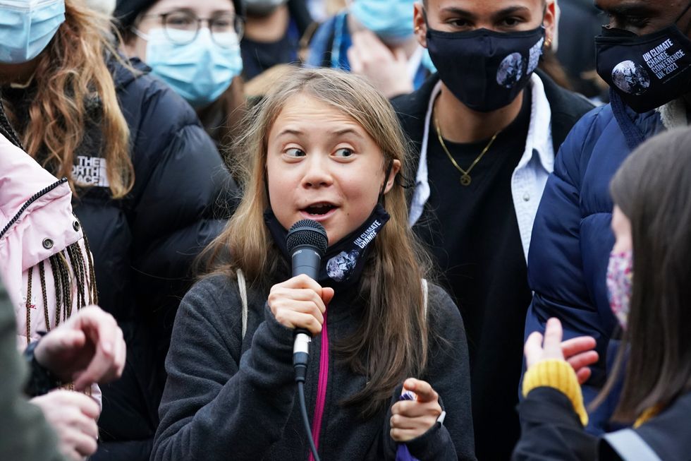 Greta Thunberg speaks at a climate demonstration in Glasgow