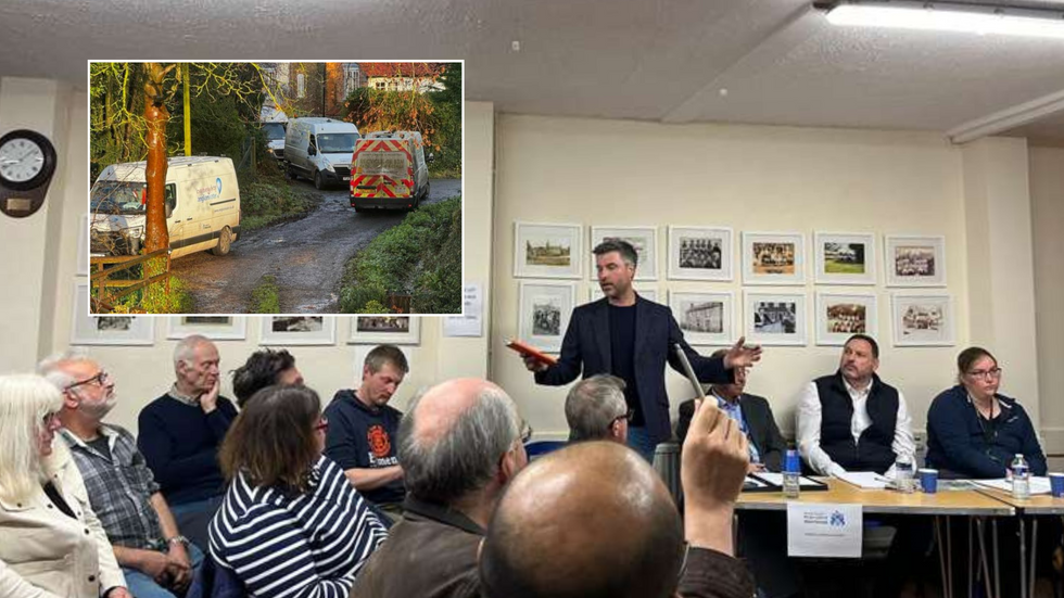 Grimston meeting/Anglian Water vehicles in Grimston