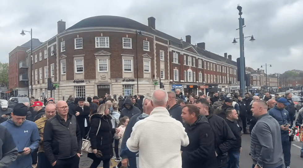 Group of protesters in Epsom town centre