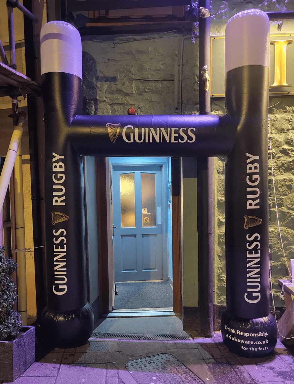 Guinness inflatable rugby posts Wales