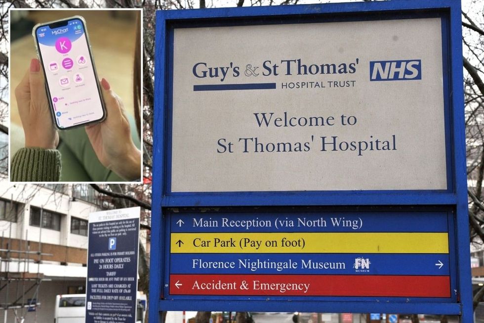 Guy's and St Thomas' NHS Trust and an inset of the app
