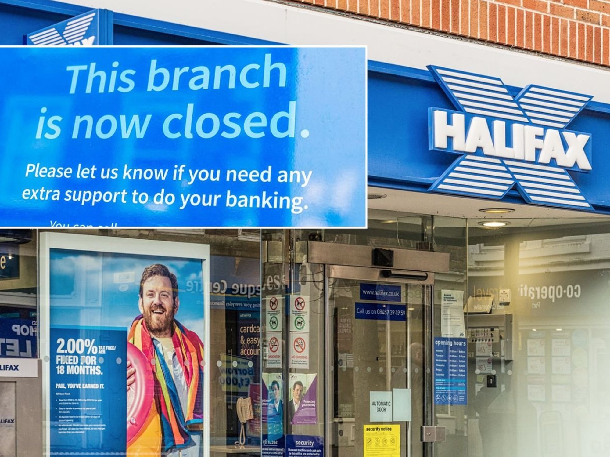 Halifax branch and closed sign